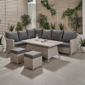 8 Seater Outdoor Rattan Corner Set with Ceramic Top Garden Furniture