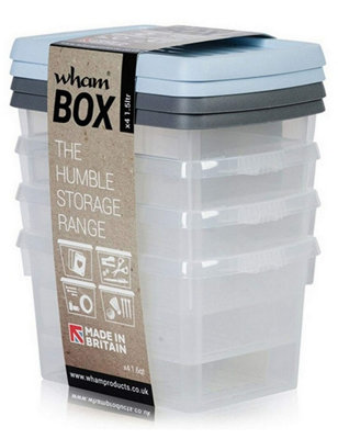 8 Small Storage Boxes With Lids 1.5L Stackable Hobby Craft Box 18 x 12.5 x 10.5cm