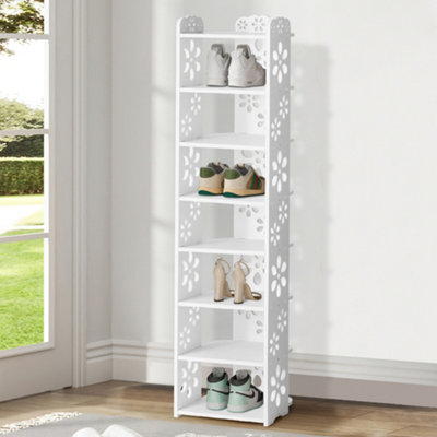 8 Tier Hollow Flower Pattern Plastic Vertical Shoe Rack Storage Rack
