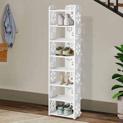8 Tier Hollow Flower Pattern Plastic Vertical Shoe Rack Storage Rack