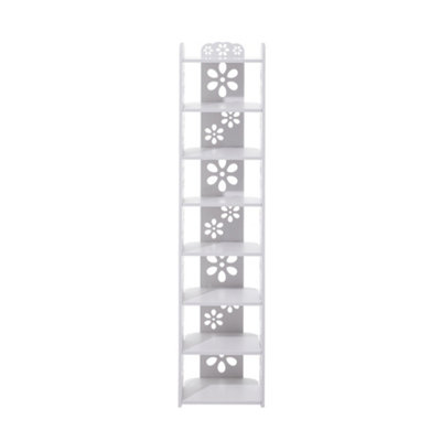 8 Tier Hollow Flower Pattern Plastic Vertical Shoe Rack Storage Rack