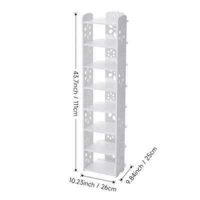 8 Tier Hollow Flower Pattern Plastic Vertical Shoe Rack Storage Rack