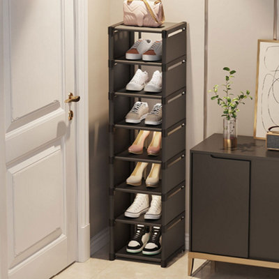 8-Tier Plastic Freestanding Adjustable Shoe Storage Rack Black