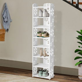 8-Tier Plastic Freestanding Open Shoes Rack for Entryway, White