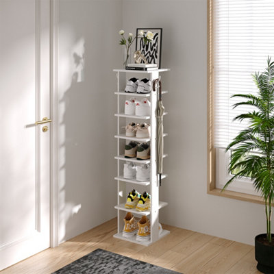 8 Tier Square Stable and Heavy-duty White Particle Board Shoe Rack with ...