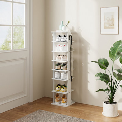 8 Tier Square Stable and Heavy-duty White Particle Board Shoe Rack with ...