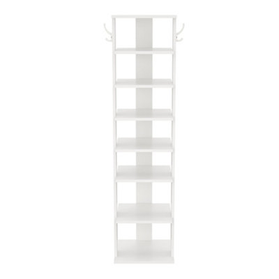 8 Tier Square Stable and Heavy-duty White Particle Board Shoe Rack with ...