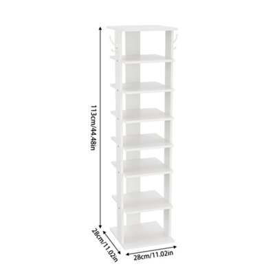 8 Tier Square Stable and Heavy-duty White Particle Board Shoe Rack with ...