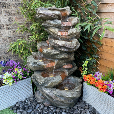 Water Land まとめ売り 8 Tier Woodland Garden Mains Plugin Powered Water Feature