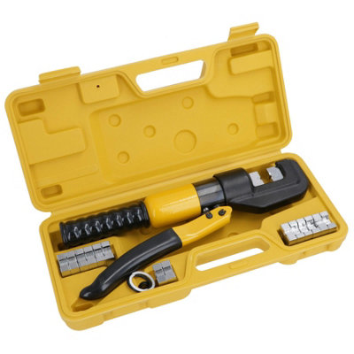 YPMOTOR 10 Ton Hydraulic Wire Cable Lug Crimper With 8 Dies (4-70mm²) - Battery Cable Tool
