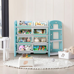 8 Toy Storage Rins Organizer with 3 Tier Corner Shelf Storage Rack