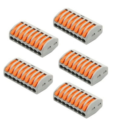 8 Way Lever Wire Connector 5Pcs Reusable Push-In Terminal Block 0.5 ...