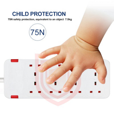 8 Way Socket with Cable 3G1.25,2M,White,with Indicate Light, Child ...