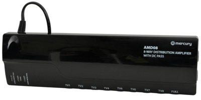 8 Way TV Aerial Distribution Amplifier Splitter Booster F type Coaxial DC Bypass & 5G Filter