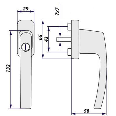 8 window handles lockable - silver