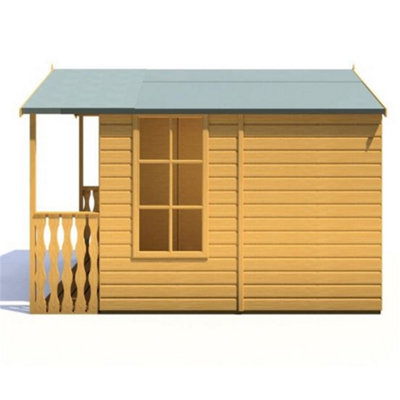 8 x 12 (2.46m x 3.58m) - Premier Wooden Summerhouse - Double Doors + Side Windows - 12mm T&G Walls - Floor - Roof