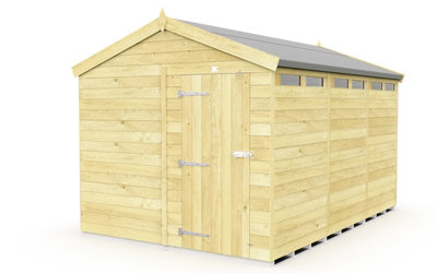 8 x 12 Feet Apex Security Shed - Single Door - Wood - L358 x W231 x H217 cm