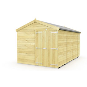 8 x 15 Feet Apex Shed - Double Door Without Windows - Wood - L454 x W231 x H217 cm
