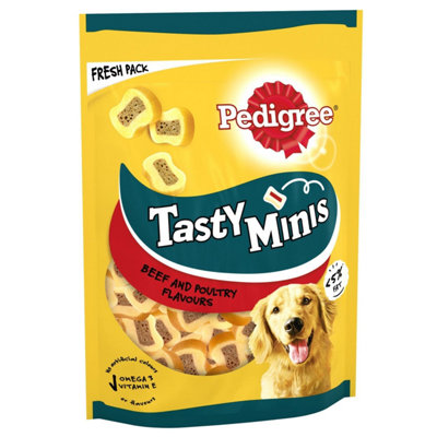 8 x 155g Pedigree Tasty Bites Minis Dog Treats Chewy Slices Beef & Poultry
