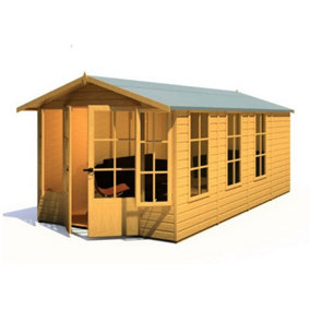 8 x 16 (2.46m x 4.78m) - Premier Wooden Summerhouse - Double Doors + Side Windows - 12mm T&G Walls - Floor - Roof