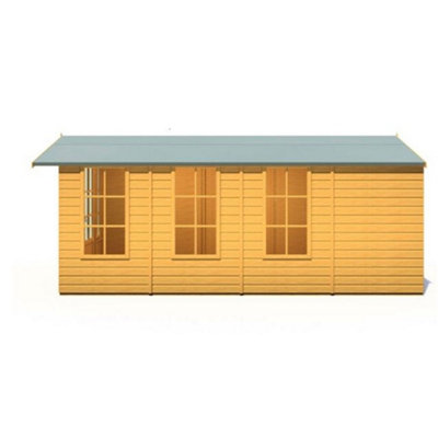 8 x 16 (2.46m x 4.78m) - Premier Wooden Summerhouse - Double Doors + Side Windows - 12mm T&G Walls - Floor - Roof