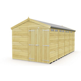 8 x 17 Feet Apex Security Shed - Double Door - Wood - L503 x W231 x H217 cm