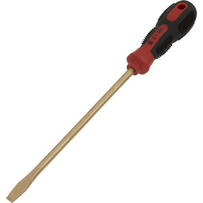 8 x 200mm Slotted Screwdriver - Non-Sparking - Soft Grip Handle - Die Forged