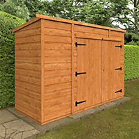 8 x 3 (2.44m x 0.91m) Wooden Tongue & Groove PENT Bike Store With Double Doors (12mm T&G Floor & Roof) (8ft x 3ft) (8x3)
