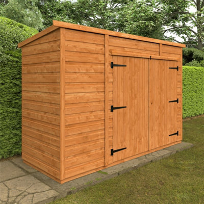 8 x 3 (2.44m x 0.91m) Wooden Tongue & Groove PENT Bike Store With Double Doors (12mm T&G Floor & Roof) (8ft x 3ft) (8x3)