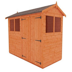 8 x 4 (2.38m x 1.15m) Wooden Tongue and Groove APEX Shed + Double Doors (12mm T&G Floor and Roof) (8ft x 4ft) (8x4)