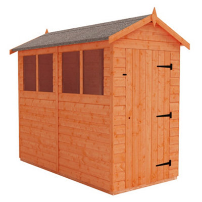 8 x 4 (2.38m x 1.15m) Wooden Tongue and Groove Garden APEX Shed - Single Door (12mm T&G Floor and Roof) (8ft x 4ft) (8x4)