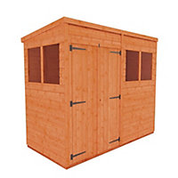 8 x 4 (2.38m x 1.15m) Wooden Tongue and Groove PENT Shed + Double Doors (12mm T&G Floor and Roof) (8ft x 4ft) (8x4)