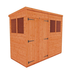 8 x 4 (2.38m x 1.15m) Wooden Tongue and Groove PENT Shed + Double Doors (12mm T&G Floor and Roof) (8ft x 4ft) (8x4)
