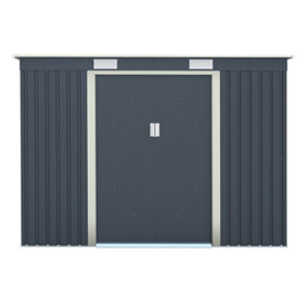 8 x 4 Double Door Metal Pent Shed (Dark Grey)