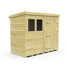 8 x 4 Feet Pent Security Shed - Double Door - Wood - L118 x W243 x H201 cm