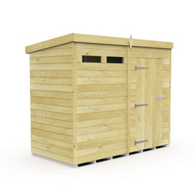8 x 4 Feet Pent Security Shed - Single Door - Wood - L118 x W243 x H201 cm