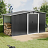8 x 4 ft Black Metal Garden Storage Shed with 4.2 x 2.5 ft Log Store