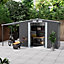 8 x 4 ft Dark Grey Metal Shed with 2 door Garden Storage Shed with Awning