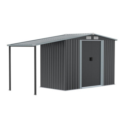 8 x 4 ft Dark Grey Metal Shed with 2 door Garden Storage
