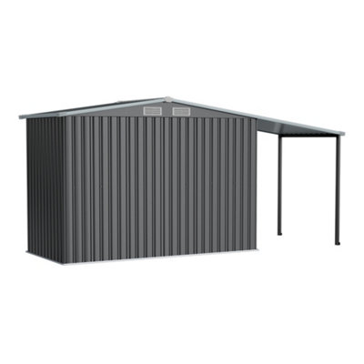 8 x 4 ft Dark Grey Metal Shed with 2 door Garden Storage Shed with