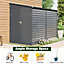8 x 4 ft Grey Lean To Metal Garden Storage Shed Outdoor Tool House with Lockable Door