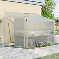 8 x 4 ft Lean To Polycarbonate Greenhouse with Sliding Door and Window