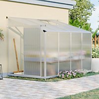 8 x 4 ft Lean To Polycarbonate Greenhouse with Window Opening and Base