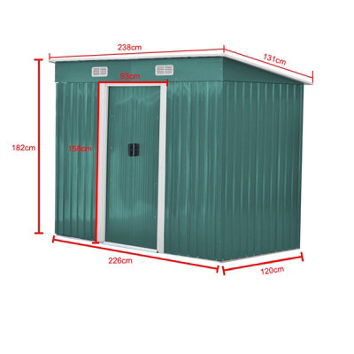 8 X 4 FT Outdoor Storage Shed, Metal Garden Shed With Floor Frame, Tool Shed Outdoor Storage With Lockable Sliding Doors & Air Vents, Storage House