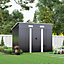 8 x 4 ft Pent Metal Garden Storage Shed Tool Storage with Lockable Door and Base Frame, Charcoal Black