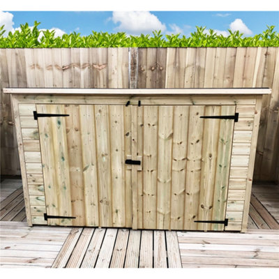 8 x 4 Pressure Treated T&G Wooden Garden Bike Store / Shed + Double Doors (8' x 4' / 8ft x 4ft) (8x4)