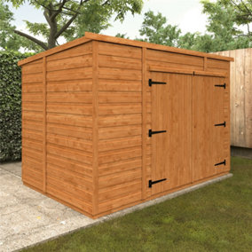 8 x 5 (2.4m x 1.52m) Wooden Tongue & Groove PENT Bike Store With Double Doors (12mm T&G Floor & Roof) (8ft x 5ft) (8x5)