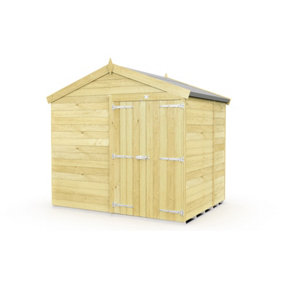 8 x 5 Feet Apex Shed - Double Door Without Windows - Wood - L158 x W231 x H217 cm