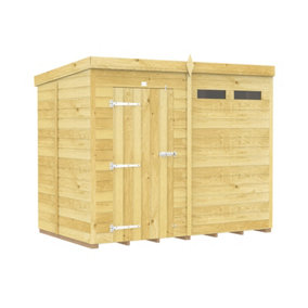 8 x 5 Feet Pent Security Shed - Single Door - Wood - L147 x W243 x H201 cm