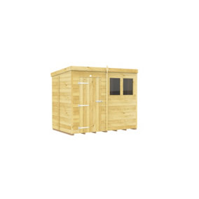 8 x 5 Feet Pent Shed - Single Door With Windows - Wood - L147 x W243 x H201 cm